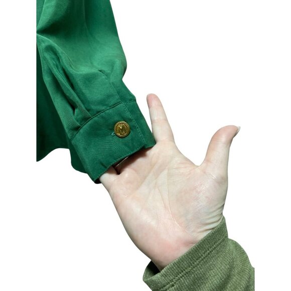 Bob Mackie Wearable Art Embroidered Vintage Button Down Blouse Green Size 1X - Picture 8 of 12